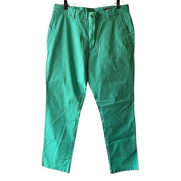 Vineyard Vines Men's Size 34 Antigua Green Breaker Pants Flat Front Chino Pants